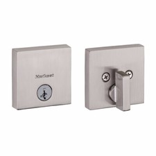 Kwikset Downtown Square Single Cylinder Deadbolt SmartKey Satin Nickel 92580-018