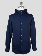Kiton Dark Blue Cotton Ea Shirt Mariano KMZ9 Man