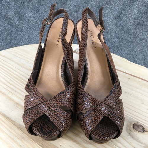 Sandalias Zigi Niña Mujer 8.5 Rylee Estampado Serpiente Cordón Cuña Marrón Sintético - Imagen 4 de 11