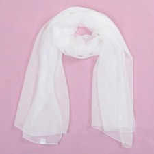 Sciarpa Donna In Seta 100% Tinta Unita Leggera Wrap Quadrata Bianco 135x40cm