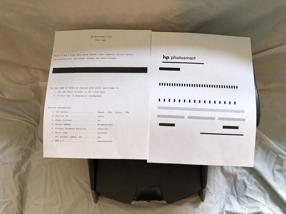 HP Photosmart 1215 Standard Inkjet Printer w/ power cord & USB cable + ink - Image 2 of 4