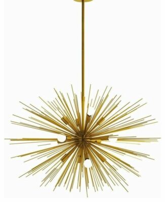 MID CENTURY BRASS STARBURST CHANDELIER 12 ARM SEA URCHIN SPUTNIK CHANDLIER