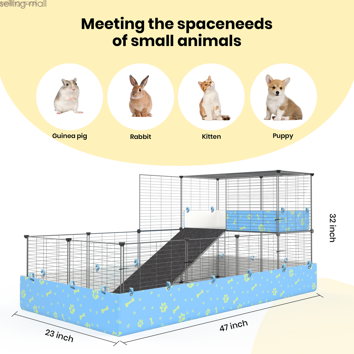 Dog Playpen Lonepetu Square Guinea Pig Cage With Tarp Bottom