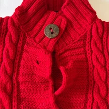 Vintage Peregrine Wool Sweater Cardigan Cable Knit Red Medium Missing 1 Button