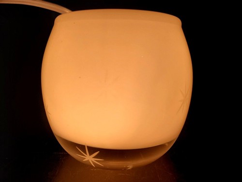 Vintage weiße Kiste & Fass Glas Kerzenhalter geätzt Starburst Design Polen - Bild 4 von 10