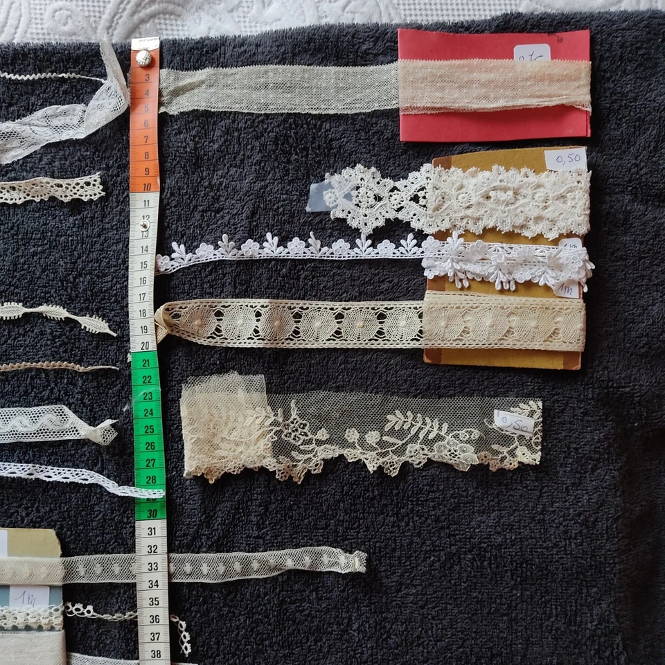 Lot de 16 dentelles anciennes coton petite largeur. - Photo 3/3