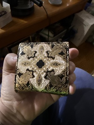 vintage Gold Embossed leather change purse small