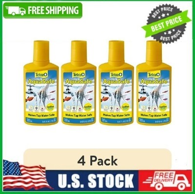 (4 pack) Tetra AquaSafe Fish Tank Aquarium Water Conditioner, 8.45-Ounce