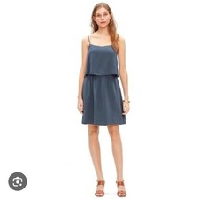 Madewell Blue 100 Silk Flowy Minimalist Overlay Cami Mini Tank Dress Size 10