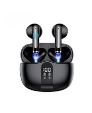 TWS Bluetooth Noise Cancelling Earbuds LED Display Wireless Headphones BLACK
