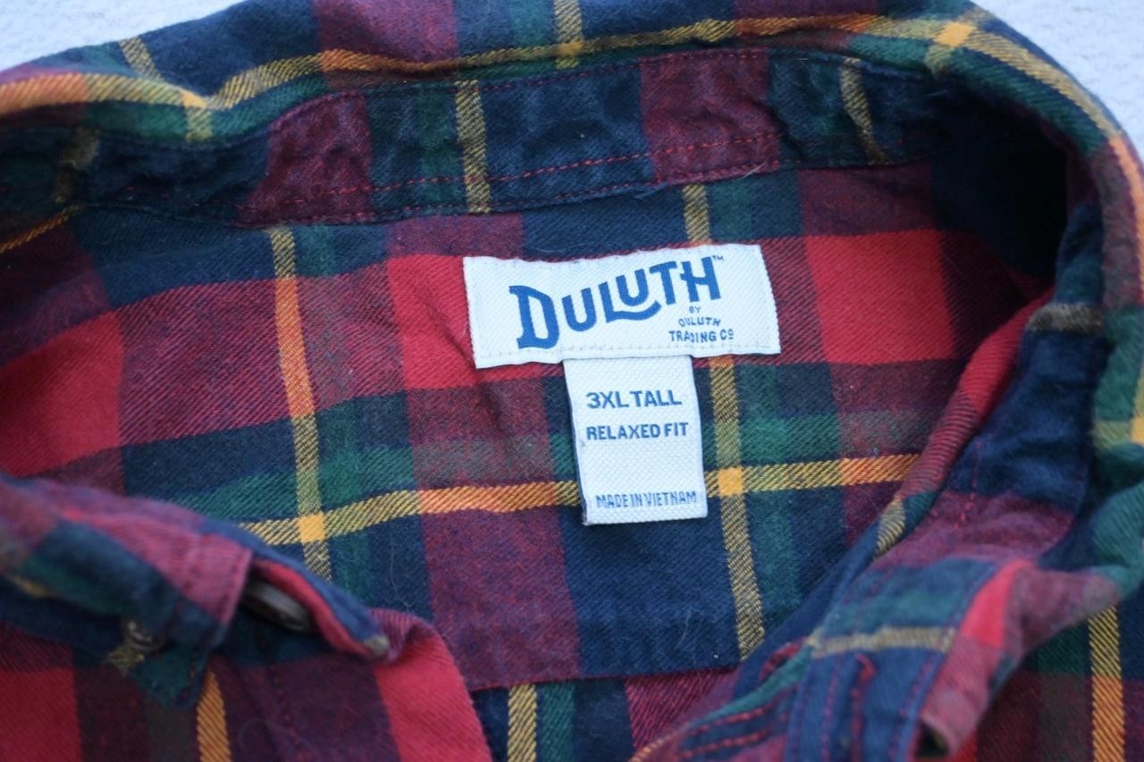 Duluth Trading Co. Flannel Camp Shirt Relaxed Fit Plaid Mens Sz 3XLT 3XL TALL