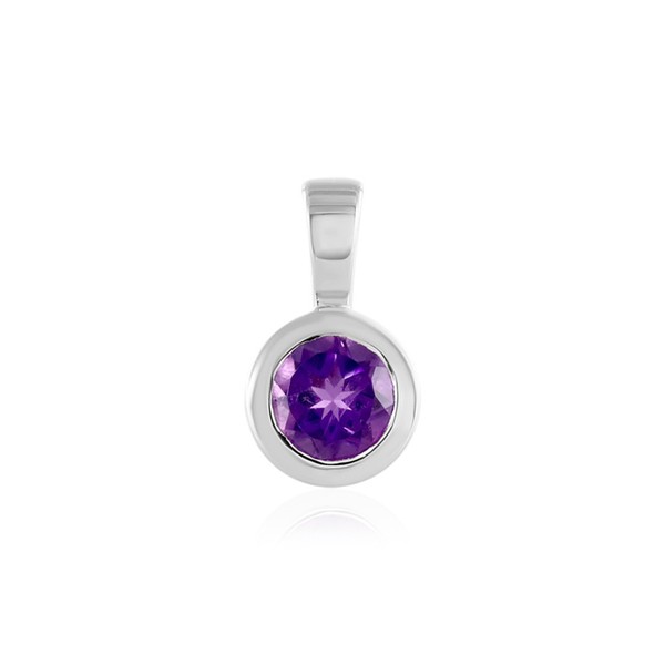 Cavill Amethyst AnhäNger Frau Silber 925 Platin 1,29Ct Rundschliff Elegant Lila-image