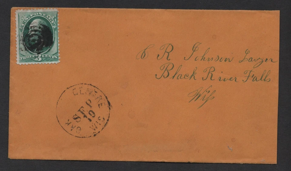 US 1873 SCOTT #158 TIED OAK CENTER WISCONSIN TO BLACK RIVER ON EXHIBITION PAGE - Image 2 of 3