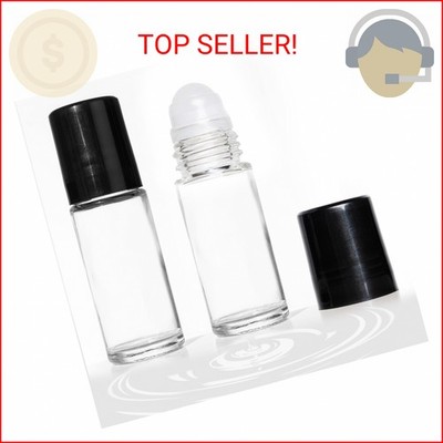 Cchenxxi 2 PCS Empty Glass Roller Bottles Plastic Roller Ball ，Deodorant Roll On