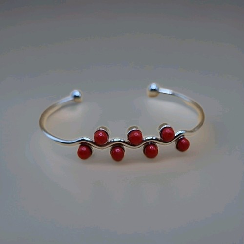Paparazzi Armband - Tropical Tides Silber Manschette rote Perlen Armband