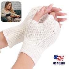 Womens Winter Warm Knit Fingerless Gloves Hand Crochet Thumbhole Arm Warmers US