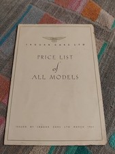 Jaguar Original Price List March 1961 Mark IX 2 3.8 3.4 2.4 E Type XK150 VGC