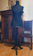 Alte Schneiderpuppe Gr.46 schwarz Holz Pappe Stoff Shabby Brocante+ Ständer Deko