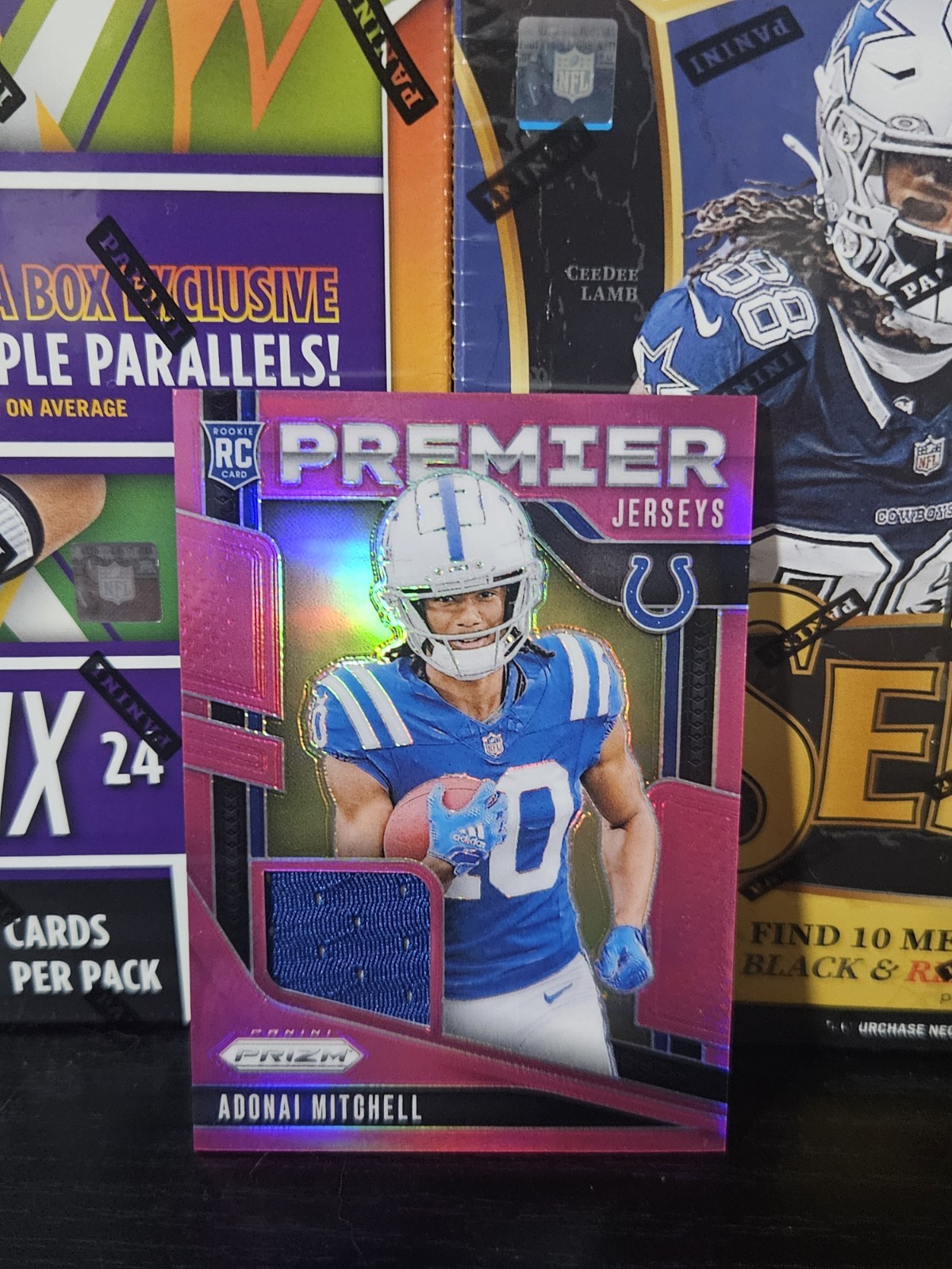 ADONAI MITCHELL 2024 PRIZM ROOKIE PREMIER JERSEYS PATCH PINK RC Q4255