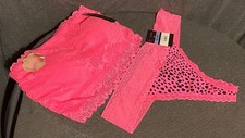No Boundaries Pink Lace Bandeau Bralette L/G Wireless Removable Pads NEW