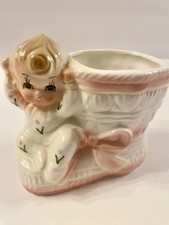 Vintage Ceramic Nursery Planter Rubens Baby Pink Cottagecore Infant Nostalgia
