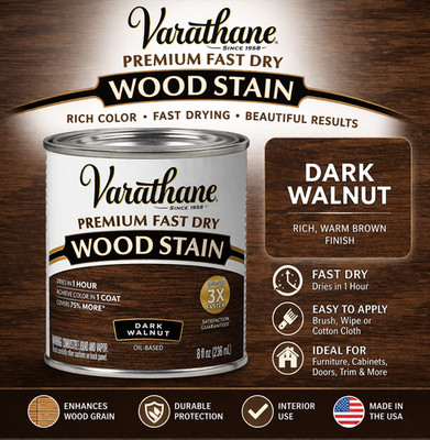 Varathane Fast Dry Wood Stain Dark Walnut 8oz Interior Oil Based