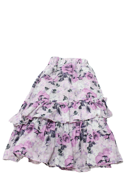 Love Shack Fancy Girls Ruffle Tiered Rufle Floral Skirt Size S