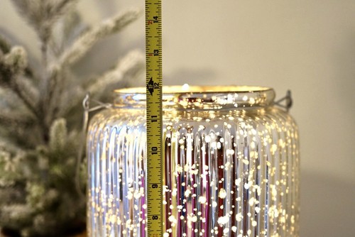 Pottery Barn Paros Quecksilber Glas Silber geriffelt XL Laterne 12" hoch mit Box selten - Bild 12 von 15
