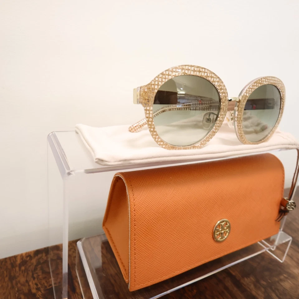 Gafas de sol Tory Burch montura redonda beige patrón a cuadros TY7128-17388E-5421 140mm Foto 3 de 4