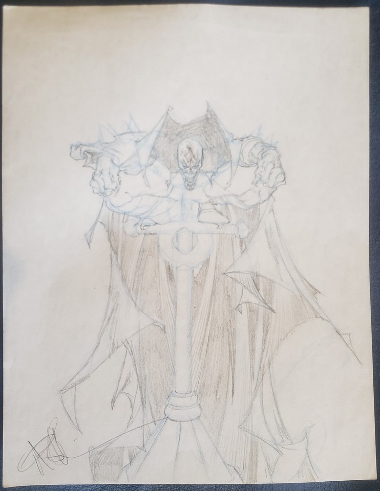 Angel Medina Image Spawn Sketch Drawing Pencil Art Preliminary Signed Cross Comic Art