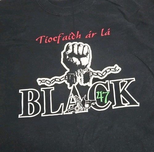 Black 47 Band Shirt Mens Large L Celtic Punk Rock Fist Slogan Graphic Tee Cotton - Picture 3 of 8