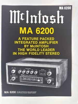 Vintage McIntosh MA 6200 Integrated Amplifier Sales Performance Brochure