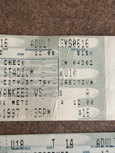 Lot Of 2 1997 Mets Yankees Ticket Stubs 6/16/97 - First Interleague Game - Bild 3 von 6