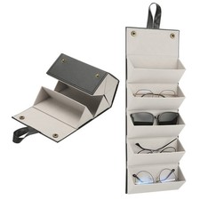 Sunglasses Organizer Leather Sunglasses Travel Case with 5 Slots Black