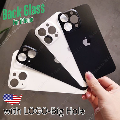 Back Glass Big Hole Rear Cover Lot with Logo For iPhone 15 14 13 12 11 8 XS SE