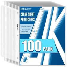 100 Pack Top Loading 3-Hole Reinforced Sheet Protectors Page Protectors