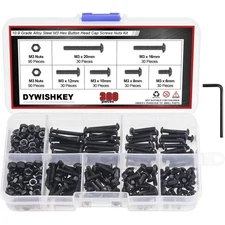 360 PCS M3 10.9 Grade Alloy Steel Hex Button Head Cap Bolts Screws Nuts Kit