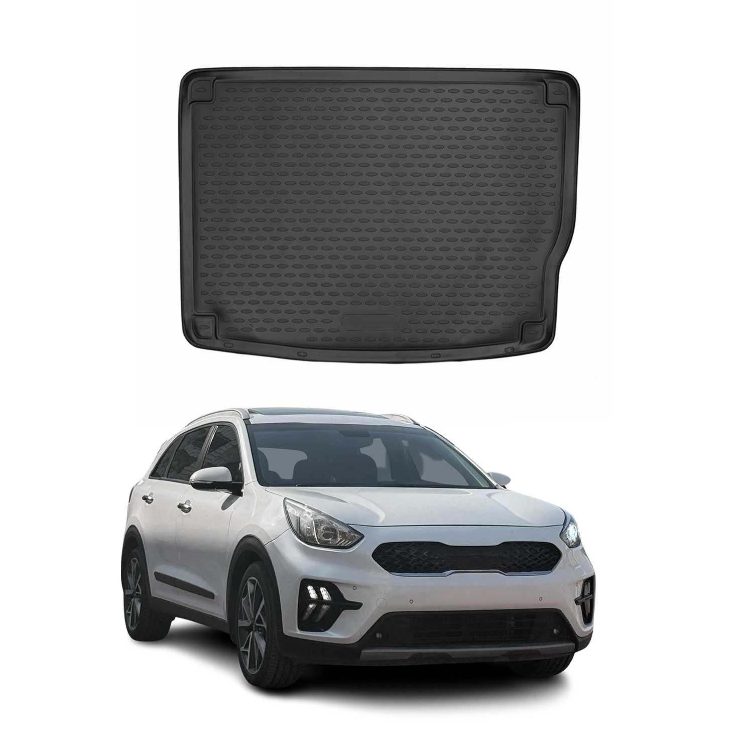 Fini la saleté dans votre Kia Niro 1 avec ce tapis de coffre sur mesure en caoutchouc noir