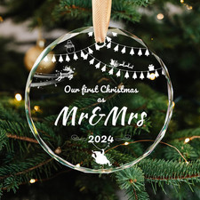 First Christmas Married Ornaments, Wedding Gifts for Couple 2024, Our First Chri