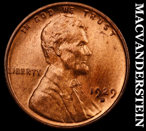 1929-D Lincoln Cent- Red- Choice Gem Brilliant Uncirculated++++ Luster #J3232