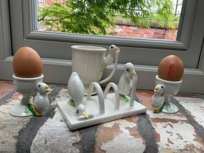 Rare Vintage Carlton Ware Lustre Toast Rack Early Bird fängt die Wurm Ente