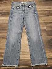AYR  The Bomb Pop  Jeans Women 29 Women's High Rise Raw Hem Straight Leg Crop