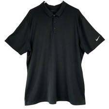 Nike Golf Standard Fit Dri-Fit Black Short Sleeve 3-Button Up Collar Polo Sz XXL