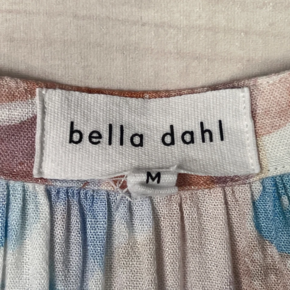 Blusa Bella Dahl Top Mujer M Azul Floral Abotonada Manga Larga Tejida Elástica Foto 4 de 4