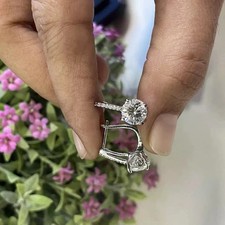 Solid 14K White Gold 4.30 Ct Round Lab Grown Diamond Accent Drop Dangle Earrings