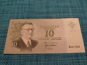 🇫🇮 Finland 10 markka mark 1963  P-104a AU Banknotes 070126-4