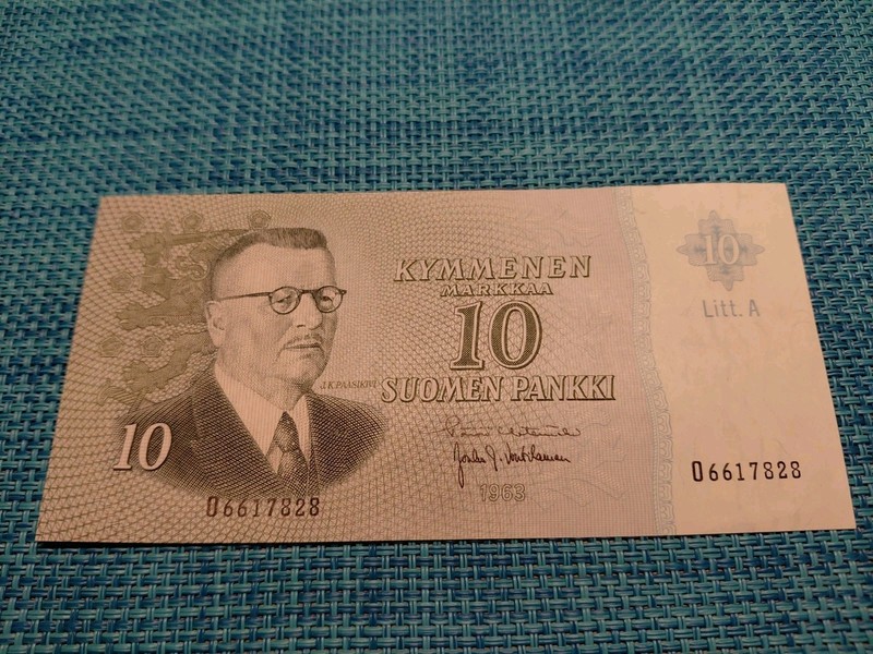🇫🇮 Finland 10 markka mark 1963  P-104a AU Banknotes 070126-4