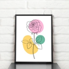 Digital Wall Art Instant Download Printable Line Art,  Print Flower Rose Digital