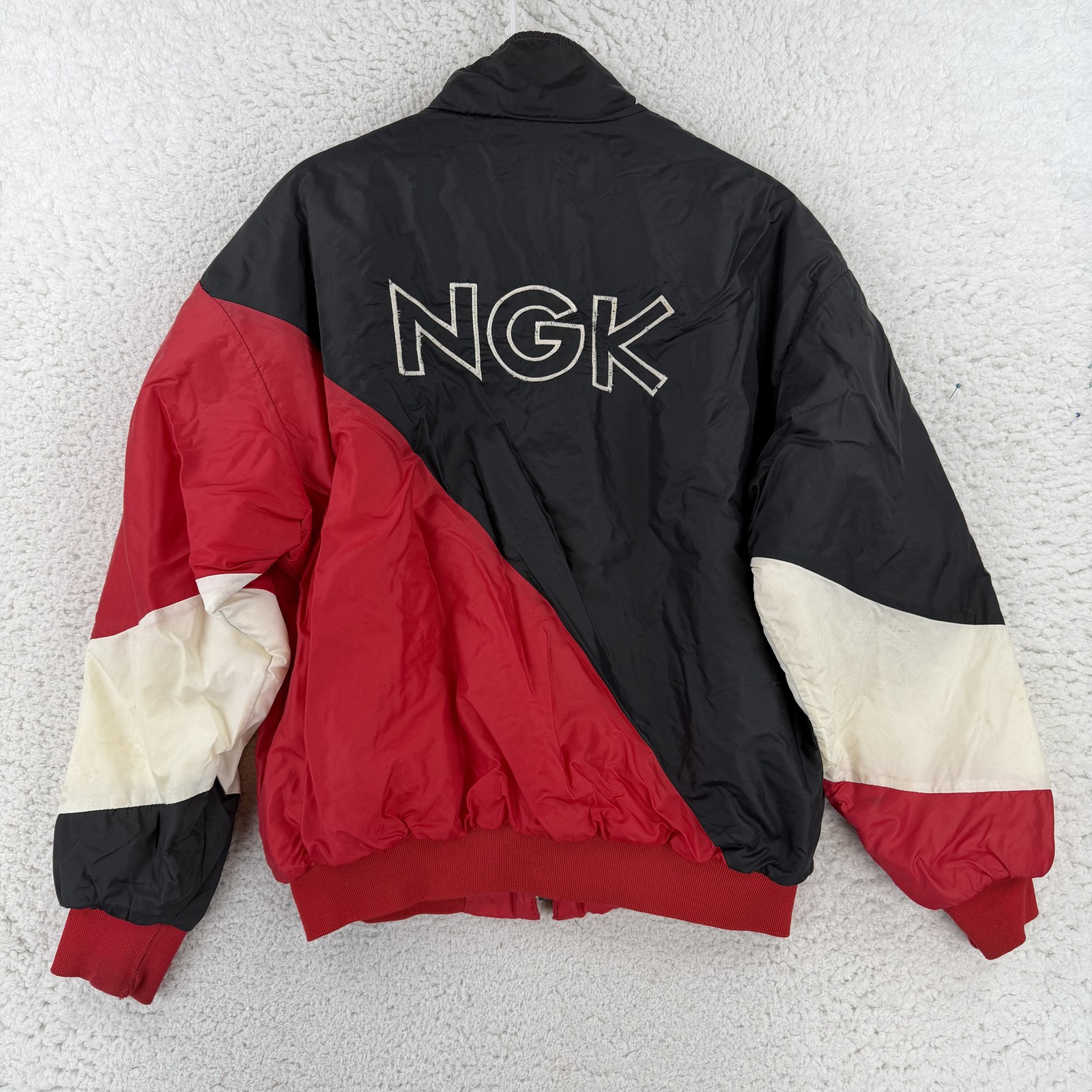 Vintage Swingster Jacket Mens Large Multicolor NGK Spark Plugs Racing Bomber - second product detail image