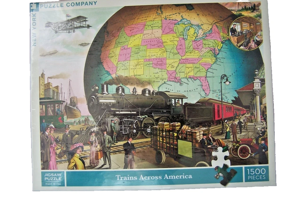 Trains Across America 1500 Piece Jigsaw Puzzle New York Puzzle Company BRAND New - Image 3 of 4